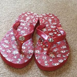 Coach Red Floral Abbigale flip Flops